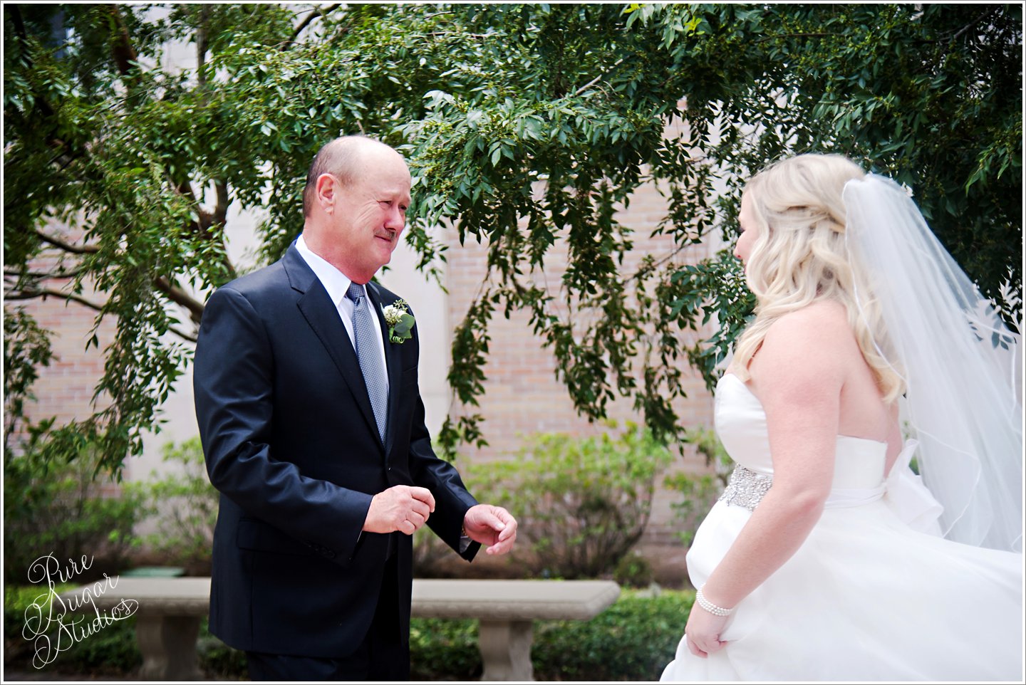 Bride and Dads emotional first look at Timuquana Country Club Wedding
