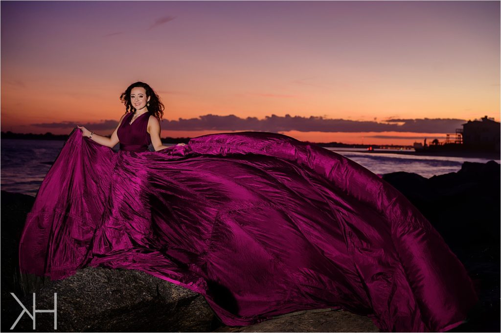 Parachute dress by the beach in St Augustine, FL