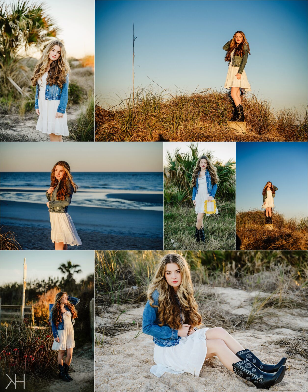 Girls senior session in St. Augustine Florida by the beach in the sand