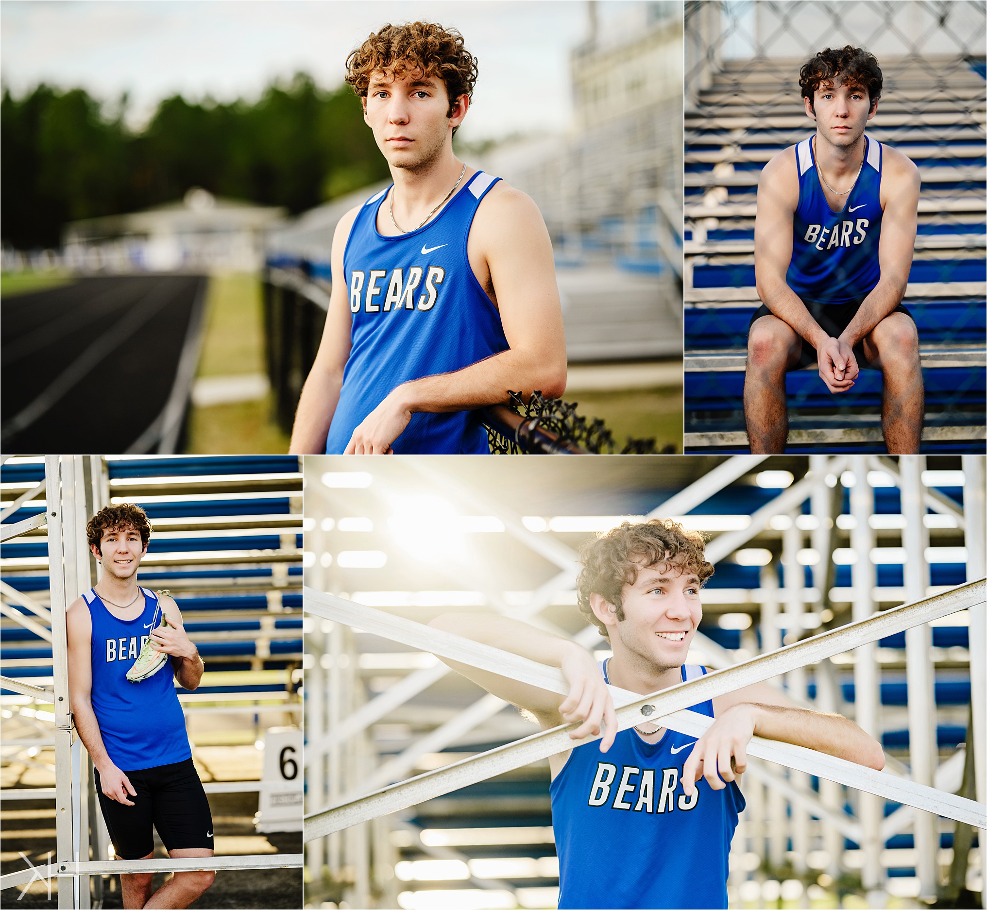 Track and Field senior photos in a stadium