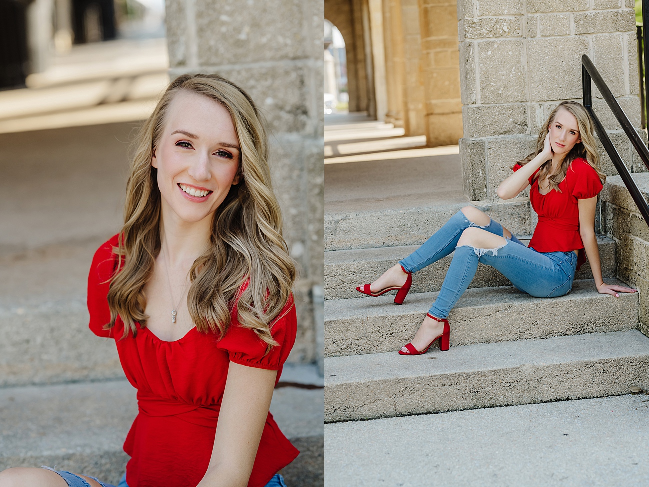 High school senior during fall photo session in St. Augustine