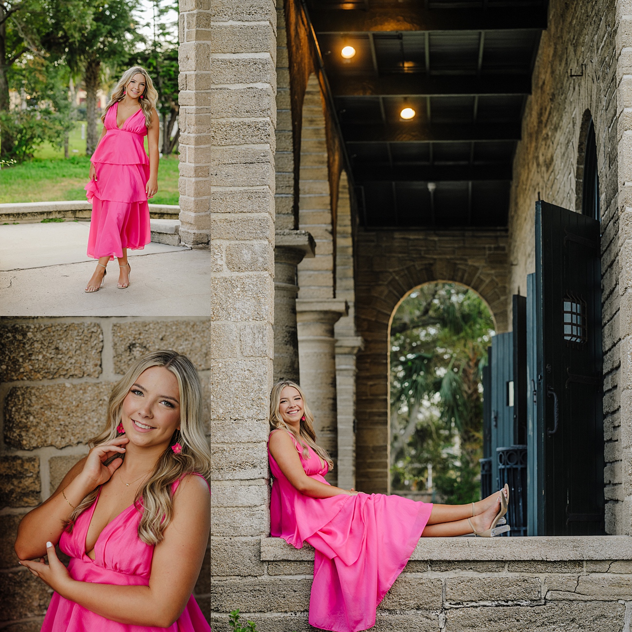 St Augustine visitor center senior photos in a pink dress